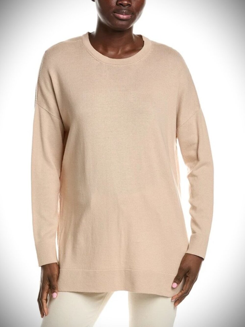 EILEEN FISHER Women's Crewneck Long Sleeve Sweater Dune Color Size 2X
